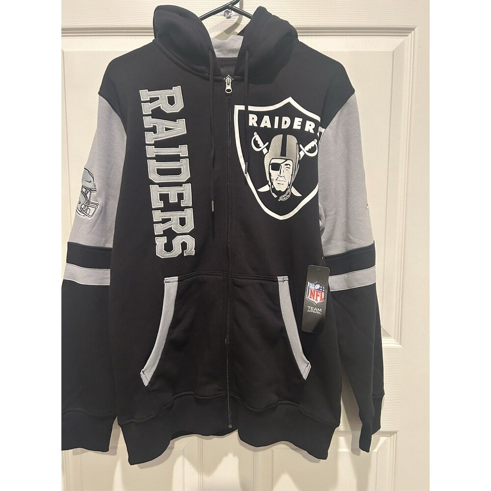 Las Vegas Raiders NFL Full Zip Hoodie Jacket Men’s Medium - Black Gray AFC Logo